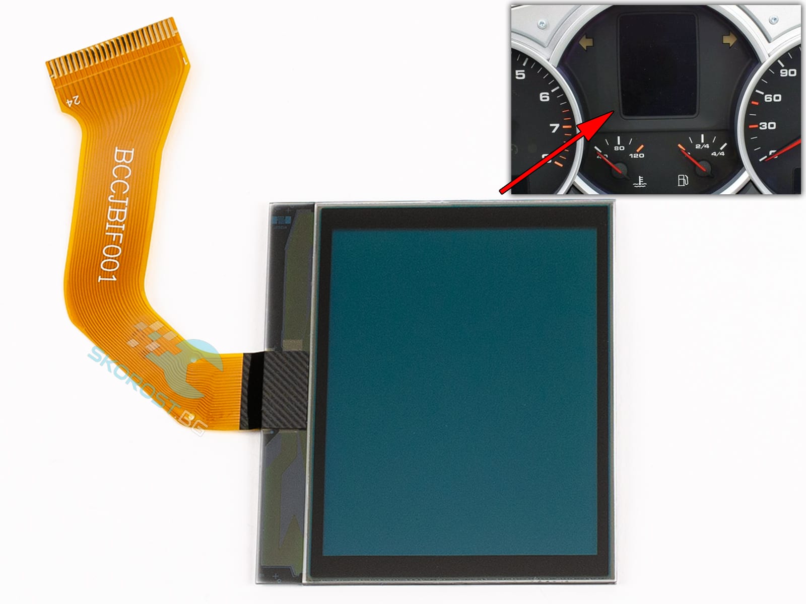 Черен LCD дисплей за километраж на автомобил.