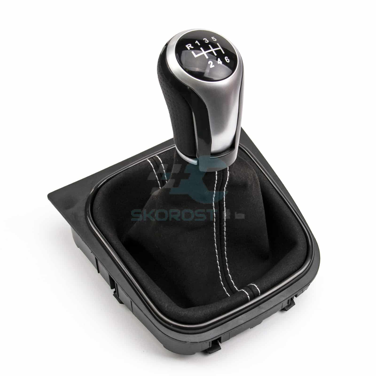 Сива топка за скоростен лост с маншон за VW Golf V VI Jetta бял шев - Image 5