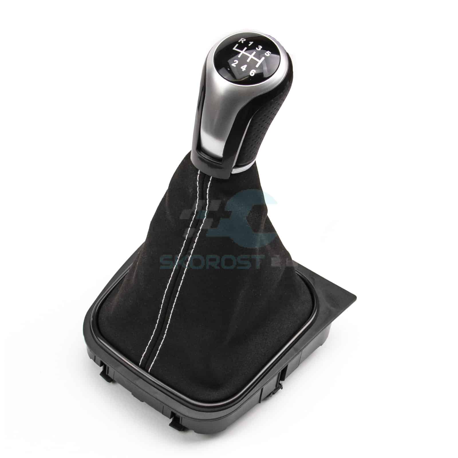 Сива топка за скоростен лост с маншон за VW Golf V VI Jetta бял шев - Image 7